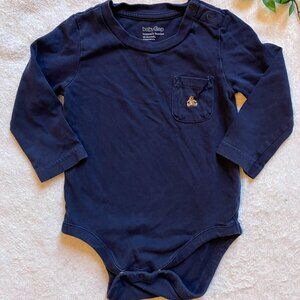 12-18M Baby GAP Navy Long Sleeve Bodysuit Bear Logo Cotton GUC